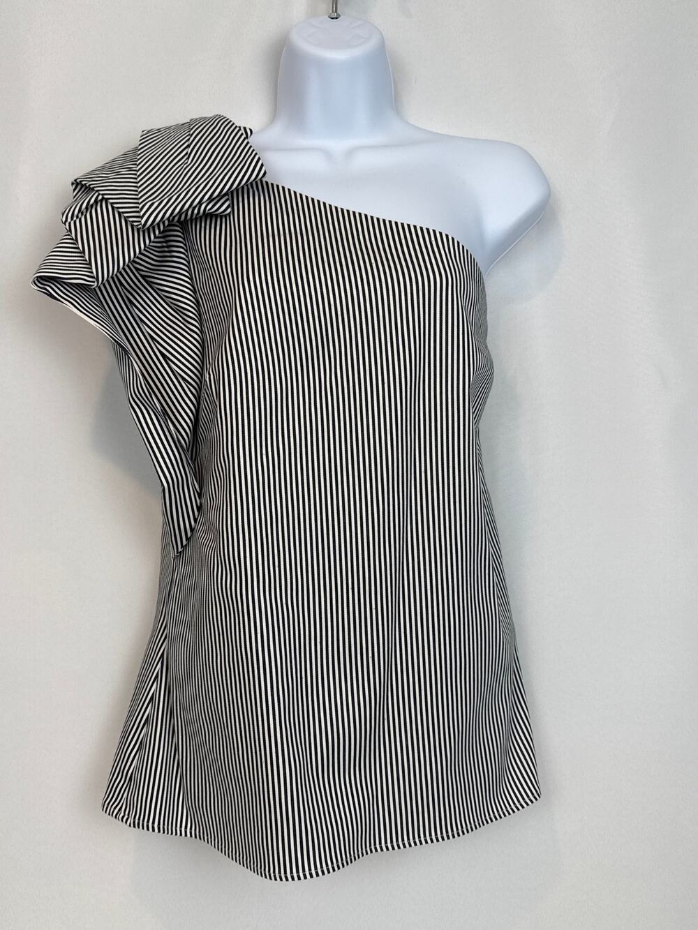 Banana Republic Womens One Shoulder Bow Stripe Top Size 12 Date Night